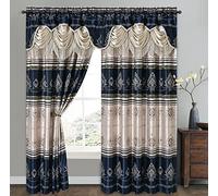 GOHD Harmony Horizon. Tenda a pannello in jacquard con mantovana attaccata, set da 2 pezzi. Ogni pezzo misura 137,2 x 228,6 cm (larghezza x lunghezza), con mantovana da 45,7 cm (blu navy)