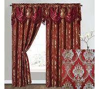 GOHD Luxe Love. Tenda a pannello in jacquard con mantovana attaccata, set da 2 pezzi, colore vino, 137,2 cm di larghezza x 243,8 cm di altezza, con mantovana da 45,7 cm x 2 pezzi)