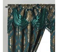 GOHD Luxe Love. Tenda a pannello in jacquard con mantovana attaccata, set da 2 pezzi (verde cacciatore, 137,2 cm di larghezza x 213,4 cm di lunghezza, con mantovana da 45,7 cm x 2 pezzi)