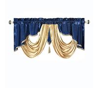 GOHD Valarie Fancy Window Valance. 54 x 18. Tessuto taffetà con morbido festone in raso. Aggiungi un tocco di lusso reale alla tua casa. (blu notte)