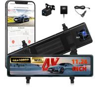 GOHHDL Dashcam 4K Anteriore e Posteriore, Telecamera Touchscreen da 11,26 Pollici 4K+1080P con GPS, ADAS, APP, visione notturna, sensore G, Registrazione in loop, monitoraggio parcheggio 24 ore su 24