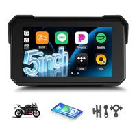 GOHHDL Schermo GPS Carplay per moto, display Carplay Android Auto wireless, Android Auto portatile da 5 pollici touchscreen impermeabile per moto con TF Bluetooth Navigazione Siri