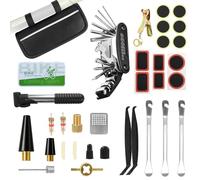 GOHHME Kit di Riparazione Bici Completo 16-in-1 Multifunzione con Mini Pompa & Anti-Foratura - Attrezzi per Bici Tutto-Terreno e Kit Riparazione Pneumatici Bici - Sacca Impermeabile per Ciclisti