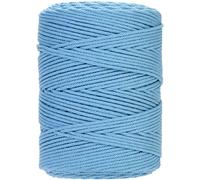 GOHOF Corda macramè 4 mm x 300 m di cotone di alta qualità, corda macramè intrecciata a 4 fili, uno dei materiali più perfetti per l'arte macramè, filo di cotone senza sostanze chimiche (celeste)