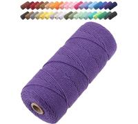 GOHOF Corda macramè da 2 mm x 205 m, in cotone macramè di alta qualità, 3 fili intrecciati in morbido cotone, uno dei materiali più perfetti per l'arte macramè, filo di cotone senza sostanze chimiche