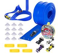 Gohytal 5 metri di pista auto per bambini 3-6 anni, pista giocattolo con 4 auto in metallo leggero, rampe e custodia, regalo per ragazzi e ragazze, promuove la creatività e la coordinazione