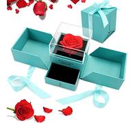 Gohytal Rosa Eterna, Bella e la Bestia Rose Artificiale Rosa Stabilizzata Fiore Mai Appassito Regalo di Gioielli in Rosa Conservati a Mano Rosa Reale Incantato per Natale Anniversario Compleanno-Verde