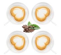 Gohytal Set di 2 tazze da caffè in vetro a doppia parete, a forma di cuore, tazze da tè, tazze in vetro per latte, regalo per mamma, donne, amiche, coppie, compleanno, matrimonio, anniversario (4)