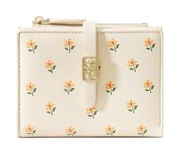GOIACII Portafogli da donna piccolo motivo floreale compatto bi-fold portafoglio con cerniera portamonete, Beige, Classico