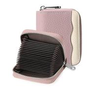 GOIACII Portafoglio da donna in pelle, con scomparto per monete e molti scomparti, protezione RFID, piccolo e in formato corto per donne, rosa/bianco