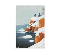 GOIAEGAG Stampa artistica su tela con scogliere della costa invernale, paesaggio innevato, mare, oceano, natura, decorazione per camera da letto, ufficio, camera da letto, regalo, 40 x 60 cm