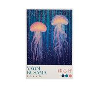 GOIAEGAG Yayoi Kusama - Poster su tela con meduse astratte, decorazione per camera da letto, ufficio, stanza, regalo, 40 x 60 cm