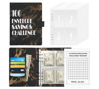 Goiern 100 buste Saving Challenge, salvadanaio con buste per denaro, buste per sfida, formato A5, metodo di busta per il risparmio di sfida (nero)