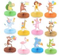 Goiern 12 Pezzi Decorazioni da Tavolo a Nido d'Ape Circo, centrotavola 3D con Animali del Circo per Compleanno Bambini, Baby Shower e Festa nella Giungla