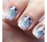 Goiern 24 pezzi Square Press on Nails Short False Nails Full Cove Acrylic Nails Geometry Finple Gradient Glue on Nail Stick on Nails for Women