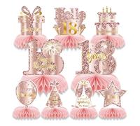Goiern 9 Pezzi Rosa rosé Oro 18 Compleanno Decorazioni Centrotavola per Ragazze Felice 18 Compleanno Decorazioni da Tavola Accessori per Festa Altri Diciotto Anni Decoraz
