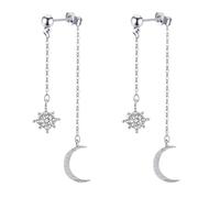 Goiern Orecchini pendenti in argento sterling 925 con stella e luna - Dangle Hoop Drop set carino per le donne