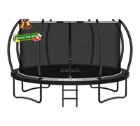GOIMU Trampolino ricreativo da esterno con rete di recinzione, design senza bulloni, con ampia scala e rivestimento antiruggine, connettore 2 in 1 per bambini e adulti, approvazione ASTM