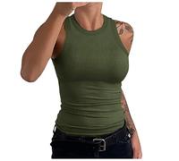 Going Out Canotte a Costine per le Donne Slim Fit Senza Maniche Camicette Basic Aderenti Slim Fitted 2026 Moda Carino Canotta Solido Girocollo Y2K Casual Primavera Estate Trendy, GN1., L