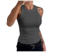 Going Out Canotte a Costine per le Donne Slim Fit Senza Maniche Camicette Basic Aderenti Slim Fitted 2026 Moda Carino Canotta Solido Girocollo Y2K Casual Primavera Estate Trendy, GY2., L