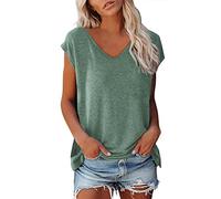 Going Out Maglietta a maniche corte per le donne 2026 Solid Running Summer Loose Fit Top Trendy Casual Tshirt Carino Baggy Primavera 2026 T-shirt con scollo a V T-shirt Vintage Basic, GN1., M