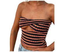 Going Out Top a righe per le donne 2025 Canotta senza spalline Club Top Beach Knit Backless Vestiti Moda Color Block Off Spalla Y2K Abiti Trendy Camisole Off The Spalla Carino, Oppure 1, XL