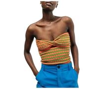 Going Out Top a righe per le donne 2025 Canotta senza spalline Club Top Beach Knit Backless Vestiti Moda Color Block Off Spalla Y2K Abiti Trendy Camisole Off The Spalla Carino, Verde, M