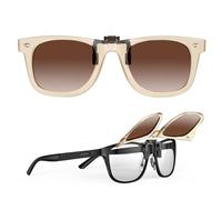 Goiteia Occhiali da sole polarizzati a scatto occhiali correttivi per uomo e donna - Design retrò montatura per nascondere i tuoi occhiali - Pieghevole in alto - Protezione UV400, Marrone cristallo