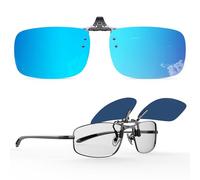 Goiteia Occhiali da Sole Polarizzati Flip Up Clip su Occhiali da Sole per Uomo Donna|Facili da Indossare e Togliere con una Mano sola（Lenti a Specchio Blu 60 * 40mm）