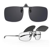 Goiteia Occhiali da Sole Polarizzati Flip Up con Clip su Occhiali da Vista per Uomo Donna|Facili da Indossare e Togliere con una Mano sola(Lenti Grigie)