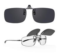 Goiteia Occhiali da Sole Polarizzati Flip Up con Clip su Occhiali da Vista per Uomo Donna|Facili da Indossare e Togliere con una Mano sola(Lenti Grigie)