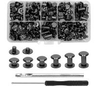 GOIYZTTR 110 Set di Chicago Viti, Kit di Rivetti a Vite M5*4/5/6/8/10/12 mm Rivetti in Pelle con Punzone e Kit Cacciavite per Fai da te in Pelle Artigianale