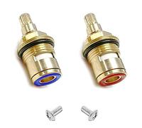 GOIYZTTR 2pcs Valvola di ricambio per rubinetto Calda e Fredda Ricambio Rubinetto in Ottone Cartuccia Rubinetto Valvola a Quarto di Giro G1/2 per il Rubinetto Della Cucina del Bagno per Bagno Cucina