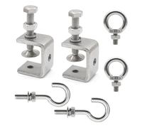 GOIYZTTR Morsetti a C in Acciaio Inossidabile, Set di 6 Pezzi, Morsetto C Regolabile Resistenti con Gancio in Acciaio Inox e Viti ad Anello Adatti per Carpenteria e Saldatura