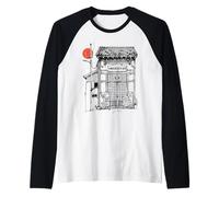 Goju Ryu Karate Dojo Okinawa Giappone Illustrazione Maglia con Maniche Raglan