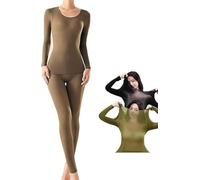 Gokame Set di biancheria intima ialuronica ultra sottile, set intimo termico superiore e inferiore mantiene caldo e allevia la secchezza della pelle, abbigliamento termico invisibile per la cura della