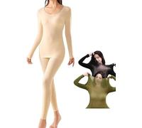 Gokame Set di biancheria intima ialuronica ultra sottile, set intimo termico superiore e inferiore mantiene caldo e allevia la secchezza della pelle, abbigliamento termico invisibile per la cura della