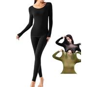 Gokame Set di biancheria intima ialuronica ultra sottile, set intimo termico superiore e inferiore mantiene caldo e allevia la secchezza della pelle, abbigliamento termico invisibile per la cura della