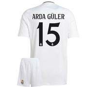 Gokaynex Arda Guler Real #15 - Maglia da calcio per bambini 2024, maglia per bambini, maglia sportiva, maglia da calcio, per bambini con pantaloncini da calcio (4-13 anni), bianco, 128