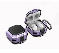 GOKEN Cover Custodia per Samsung Galaxy Buds Live / Buds2 / Buds Pro / Buds2 Pro, in Morbido Silicone TPU e PC Rigido con Moschettone per il Trasporto - Antiurto e Design di Blocco Sicuro, Nero Viola
