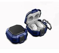 GOKEN Cover Custodia per Samsung Galaxy Buds Live / Buds2 / Buds Pro / Buds2 Pro, in Morbido Silicone TPU e PC Rigido con Moschettone per il Trasporto - Antiurto e Design di Blocco Sicuro, Nero Blu