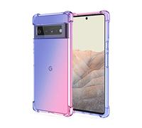 GOKEN Cover per Google Pixel 6, Silicone TPU a Gradiente Colori Custodia, Soft Rubber Protettiva Case, Antiurto Antiscivolo Protezione Shell, Blu/Rosa