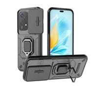 GOKEN Cover per Honor 200 Lite, Armor Custodia in Silicone Morbido e PC Rigido Antiurto, con Anello Rotante 360° e Protezione Scivolo per Lente, Case - Nero