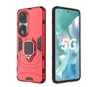 GOKEN Cover per Honor 90, TPU/PC Dual Layer Hybrid Armor Custodia con Supporto Magnetico Auto, Silicone Cover con 360° Girevole Anello，Antiurto Protezione Shell, Rosso