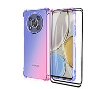 GOKEN Cover per Honor Magic4 Lite + 2 Vetro Temperato, Silicone TPU a Gradiente Colori Custodia, Soft Rubber Protettiva Case, Antiurto Antiscivolo Protezione Shell, Blu/Rosa