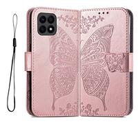 GOKEN Cover per Honor X8a, Custodia Flip PU Pelle TPU Portafoglio Custodie con Stand & Carte Slot & Disegni Rilievo, Chiusura Magnetica Telefono Case -Oro Rosa