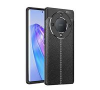 GOKEN Cover per Honor X9a / Magic5 Lite 5G (Magic 5 Lite 5G), Silicone TPU Custodia, Design in Pelle (Non Pelle), Soft Rubber Protettiva Case, Antiurto Antiscivolo Protezione Shell, Nero