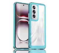 GOKEN Cover per Oppo Reno 12 Pro 5G, Custodia Trasparente con Bordo in Silicone TPU Morbido, Schiena in PC Rigido, Resistente, Antiurto - Case Soft - Bordo Blu