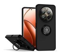 GOKEN Cover per Realme 12 PRO Plus (PRO+)/ Realme 12 PRO 5G, Case Custodia Antiurto con Bordo in Silicone TPU Morbido, Retro in PC Rigido Semi-Trasparente Grigio Opaco, con Anello di Supporto -Nero