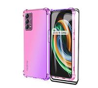 GOKEN Cover per realme GT Master Edition + 2 Vetro Temperato, Silicone TPU a Gradiente Colori Custodia, Soft Rubber Protettiva Case, Antiurto Antiscivolo Protezione Shell, Rosa/Viola